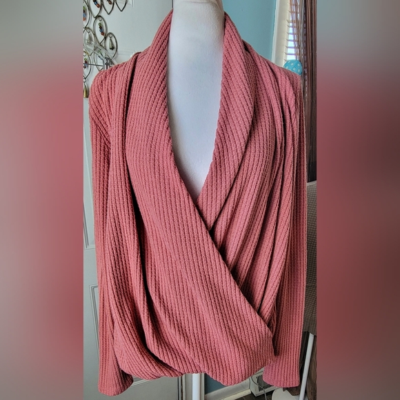 Akemi + Kin Sweaters - Akemi + Kin Anthropologie Woodruff Waffle Knit Wrap  Long-sleeved Top Womens S